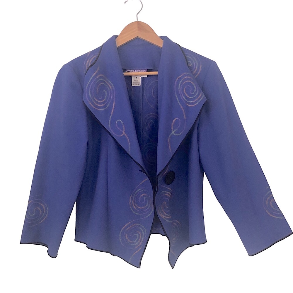 Wearable Art Marylou Ozbolt Storer wool jacket Fiber Arts Seattle embroidered